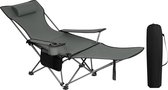 Chaise de plage pliable - Pliable - Chaise de pêche pliable avec dossier et repose-pieds - gris, capacité de charge jusqu'à 150 kg