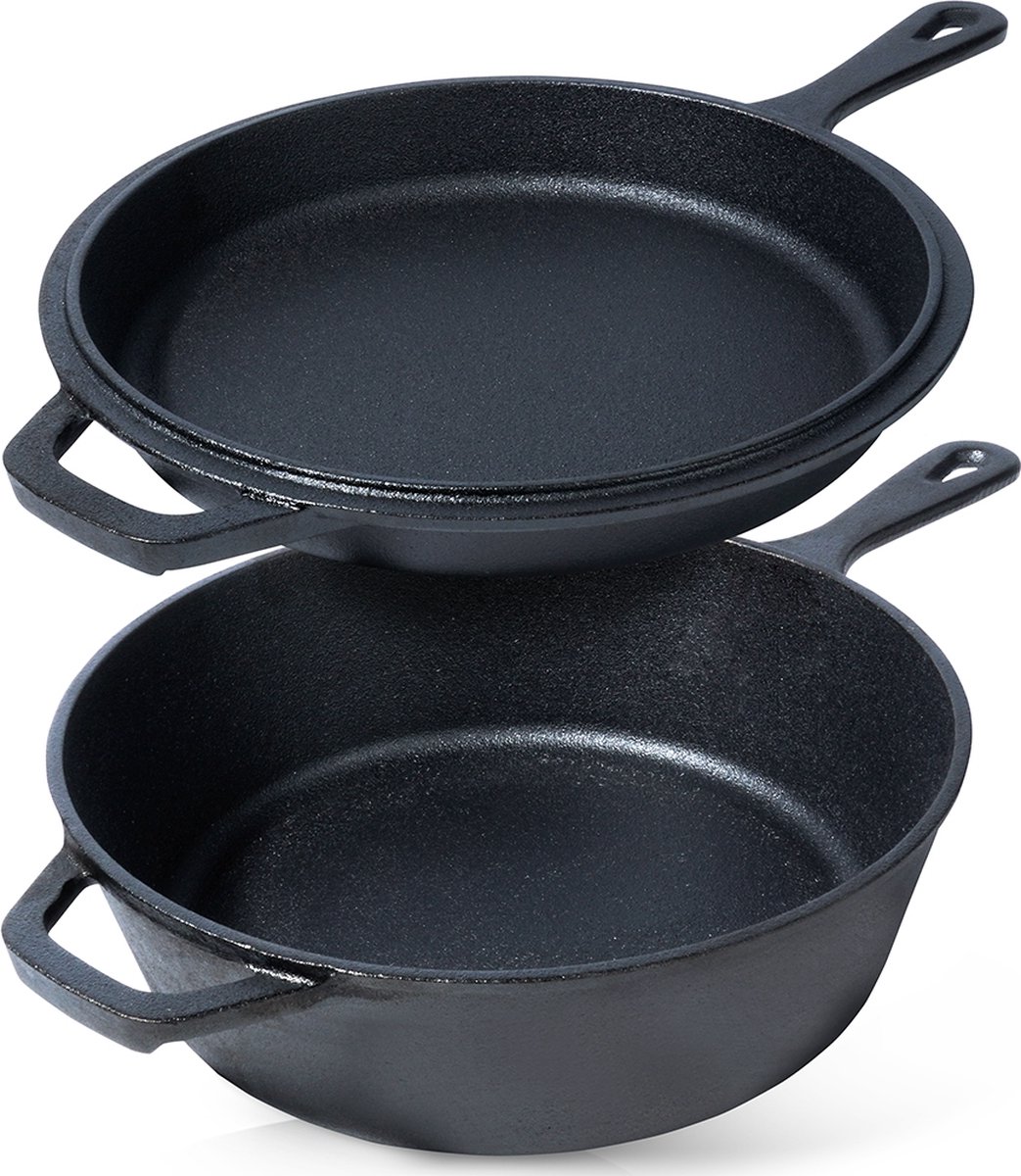 Kookpan met Pan Gietijzeren CAST LINE 24 cm / 3,5 l - Pot met Koekenpan - Kookpot - Soeppan