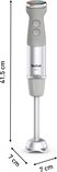 Grijze Tefal staafmixer met afmetingen: 41.5 cm hoog, 7 cm breed.