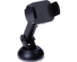 Dunlop Auto Telefoonhouder en Draadloze Oplader - GSM Houder Auto met Qi Lader - met Zuignap voor Dasboard en Voorruit Bevestiging - Telefoons van 66mm tot 100mm Breed - Kunststof - Zwart