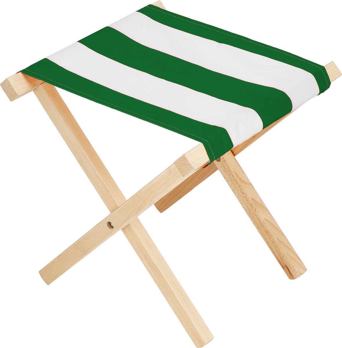 Springos Campingkruk - Kampeerkruk - Viskruk - Voetensteun - Opvouwbaar - Groen/Wit