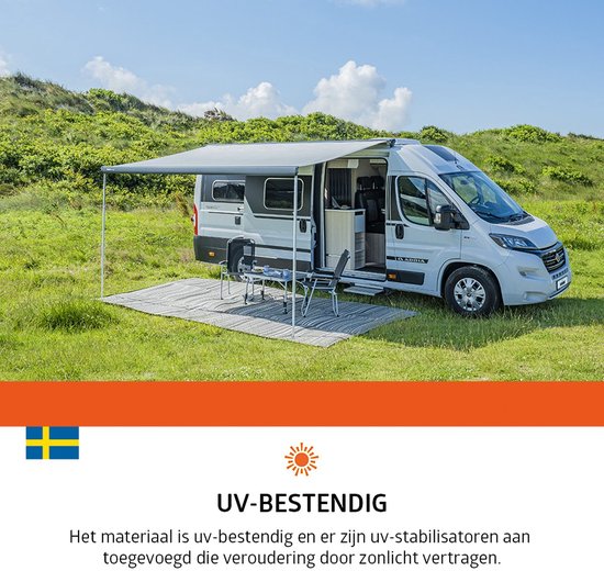 Campout Patiomat - 250 x 300cm - Tenttapijt Caravan - Gronddoek buiten - Moderne uitstraling - Verstevigde hoeken met lussen - Eenvoudige montage en Reiniging - Omkeerbaar design - Polypropyleen - Uv-Bestendigd - Schimmelbestendig - Grijs van Campout — afbeelding 3