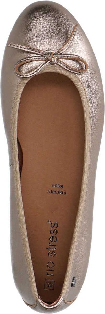 No Stress Dames Bronzen leren ballerina's met strik Maat 37