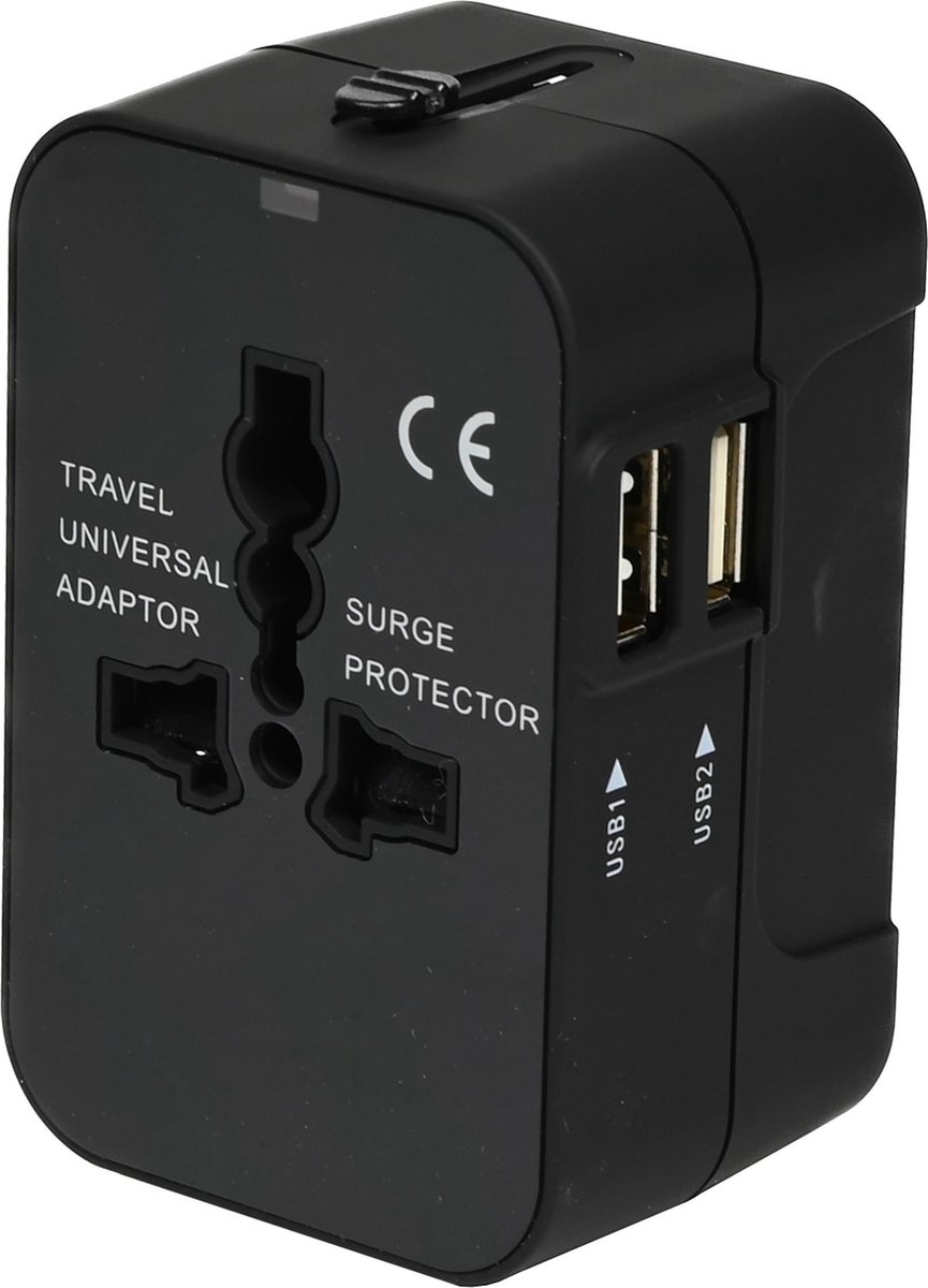 Benson Universele Reisstekker - 2 USB Poorten - Geschikt voor meer dan 150 landen