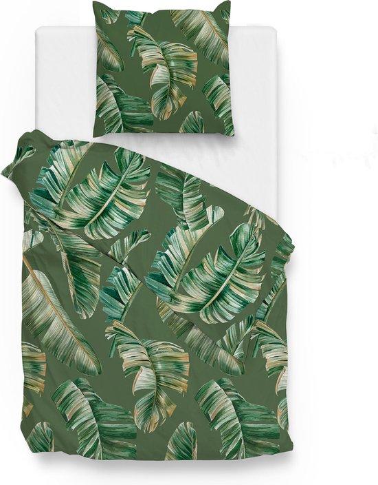 Zohome Dekbedovertrek Alanzo - Bedlinnen met Bladeren print - 240x220 - Groen - Dekbedhoes van 100% Katoen-Satijn van Zohome — afbeelding 4