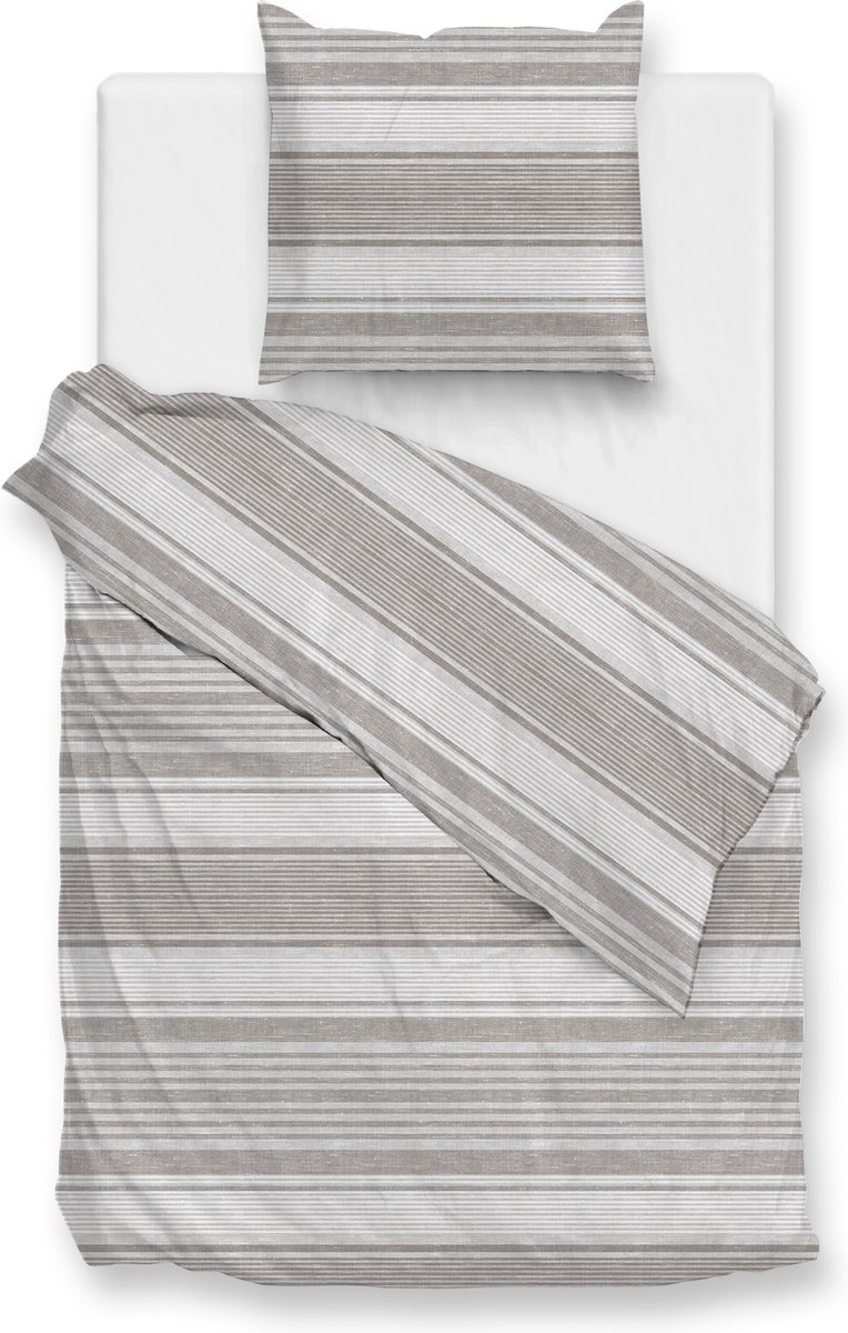 Zohome Lana Dekbedovertrek - Eenpersoons - Katoen - 140x200-220cm - Taupe