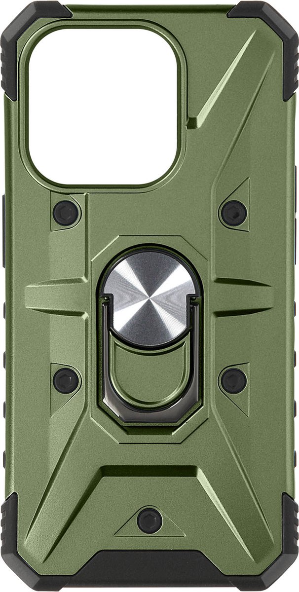 Avizar Ringhoes Geschikt voor iPhone 15 Plus Anti-schok bumper, Donkergroen