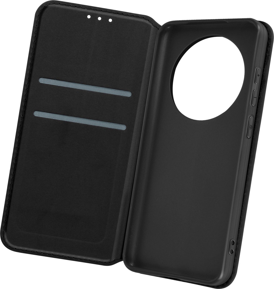 Avizar Foliohoes Geschikt voor Honor Magic 6 Lite Multifunctioneel, Zwart