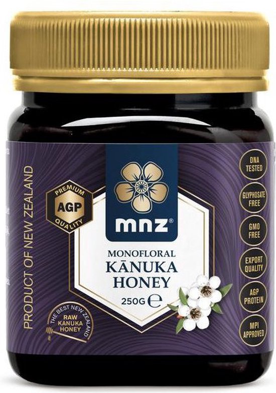 MNZ monoflorale kanuka honing, 250g. Product of New Zealand, AGP kwaliteit, van de beste manuka honing.