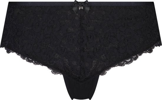 Culotte noire en dentelle avec un nœud.