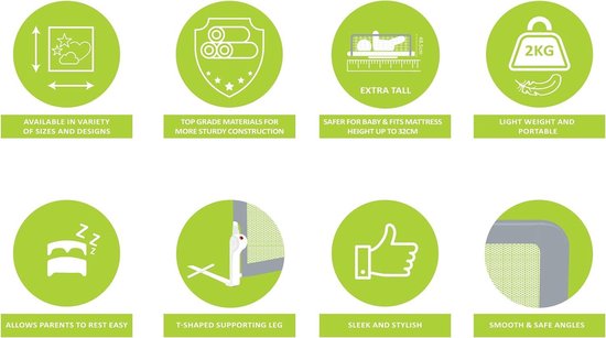 Barrière de lit pour tout-petits - gris - 150 cm - UK- BG-BM-150-485 - dans des lits réglables - barrière de lit pour enfants et bébés