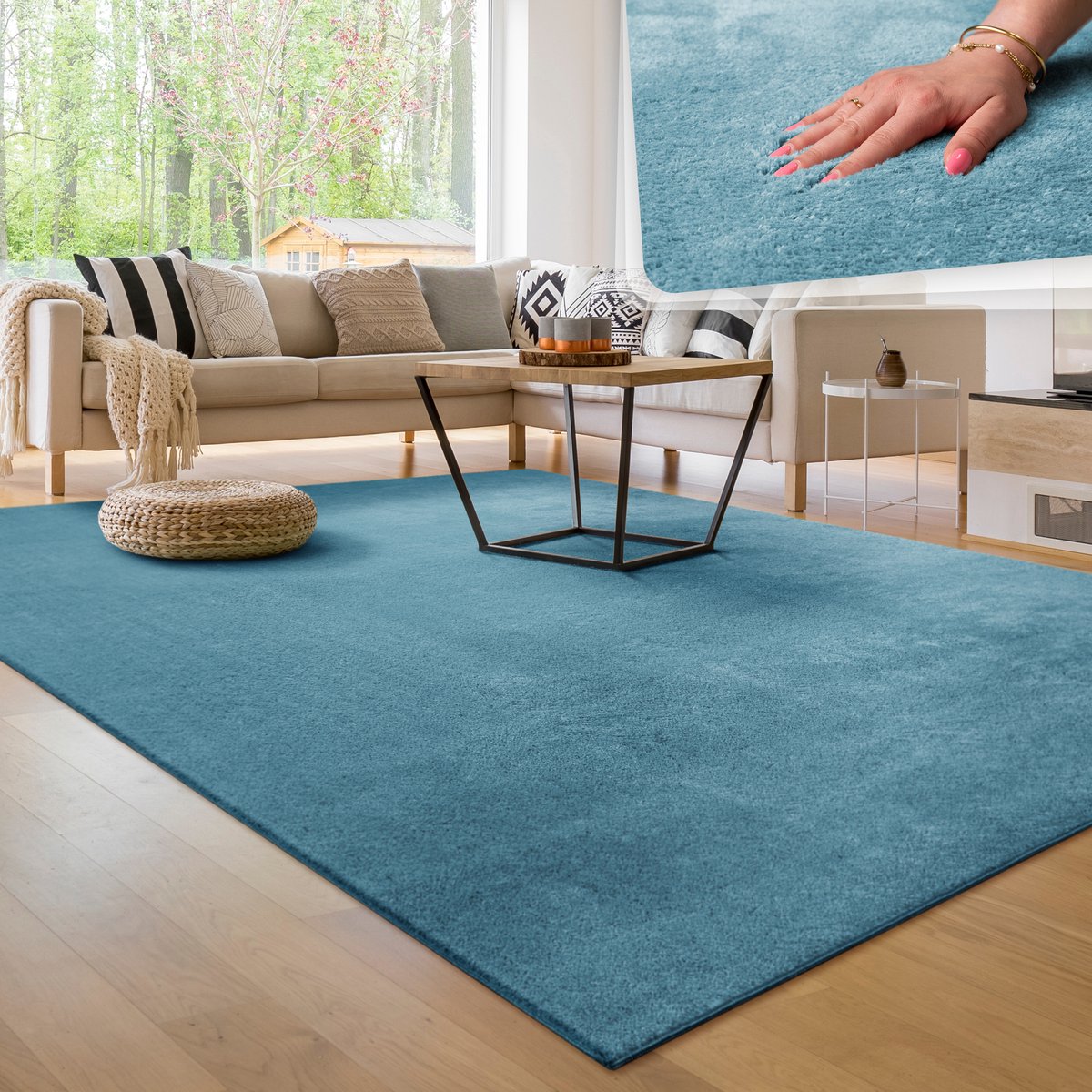 Paco Home Moderne woonkamer tapijt kortpolig wasbaar zacht uni effect bont antislip 240x340 cm
