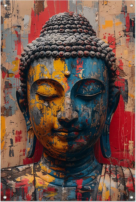 Affiche de jardin Bouddha - Affiche d'image - Posters de jardin Peinture - Peinture de jardin extérieur - Toile de clôture - Décoration de Jardin décoration murale affiche de jardin 60x90 cm