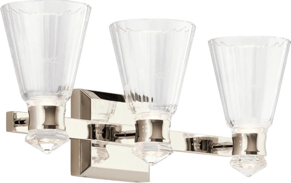 Kichler LED Wandlamp Kayva | 18W 3000K 1440Lm 830 | IP44 | Polished Nickel