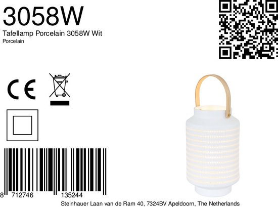 Steinhauer - Anne Porcelain - lampe de table 15 cm - blanc