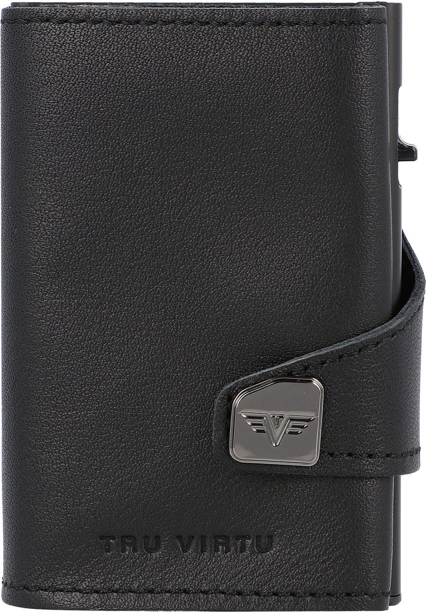 TRU VIRTU Leren Kaarthoes Click & Slide Doublewallet Nappa Black / Black Zwart