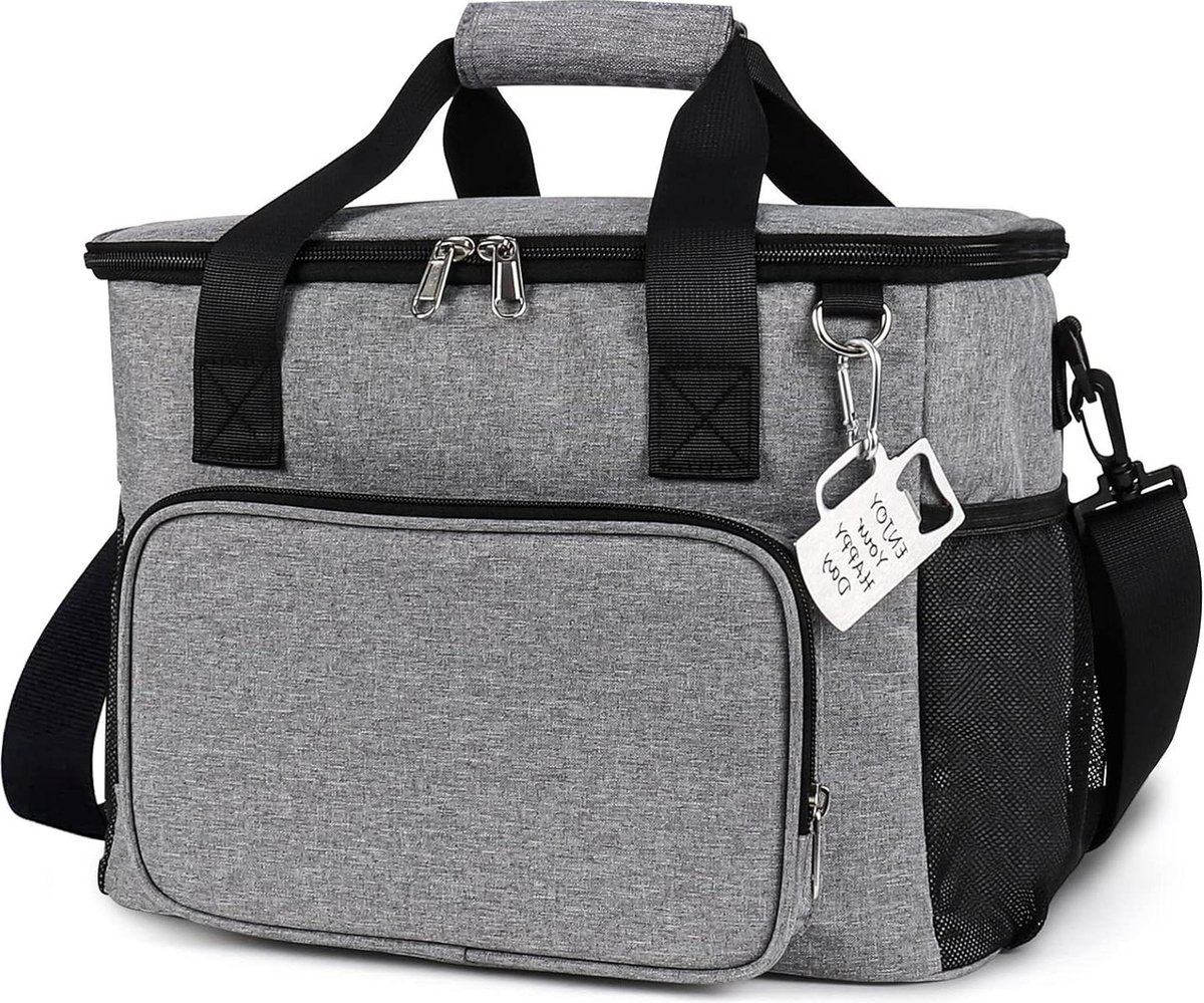 Koeltas opvouwbaar 20 liter voor picknick lunch thermotas isolatietas - grijs Cool Box Stand