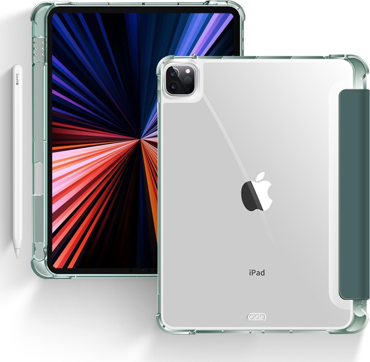 Mobiq Tablet Hoes - geschikt voor iPad Pro 11 inch (2022/2021/2020) Generatie 2/3/4 - Clear Back Trifold Bookcase Hoesje