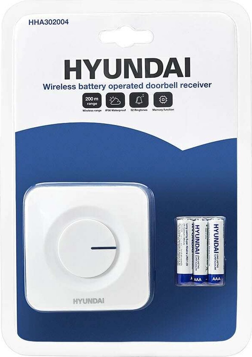 Hyundai Electronics - Moderne draadloze deurbel ontvanger - Op batterijen - wit