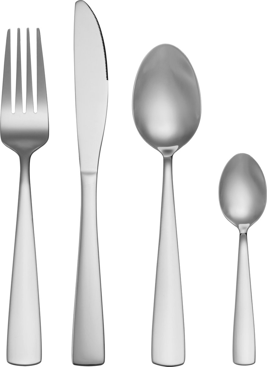 Set van 2 matte roestvrijstalen serveerbesteksets - Home | MANGO België