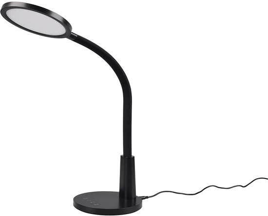 Lampe de bureau LED - Trion Laly - 8,4W - Wit naturel 4000K - Minuterie - Interrupteur tactile - Zwart - Plastique