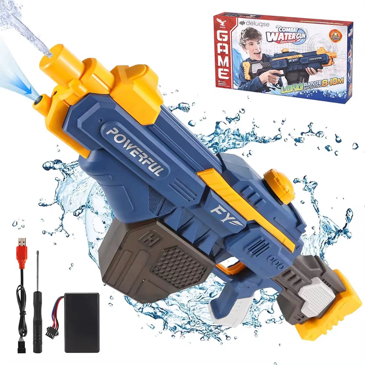 Deluqse Elektrische Waterpistool - 680ml - Super Soaker -Automatisch Waterpistool - Elektrisch Waterpistool - Watergeweer - Blauw - Watergun - Voor Jongens & Meisjes