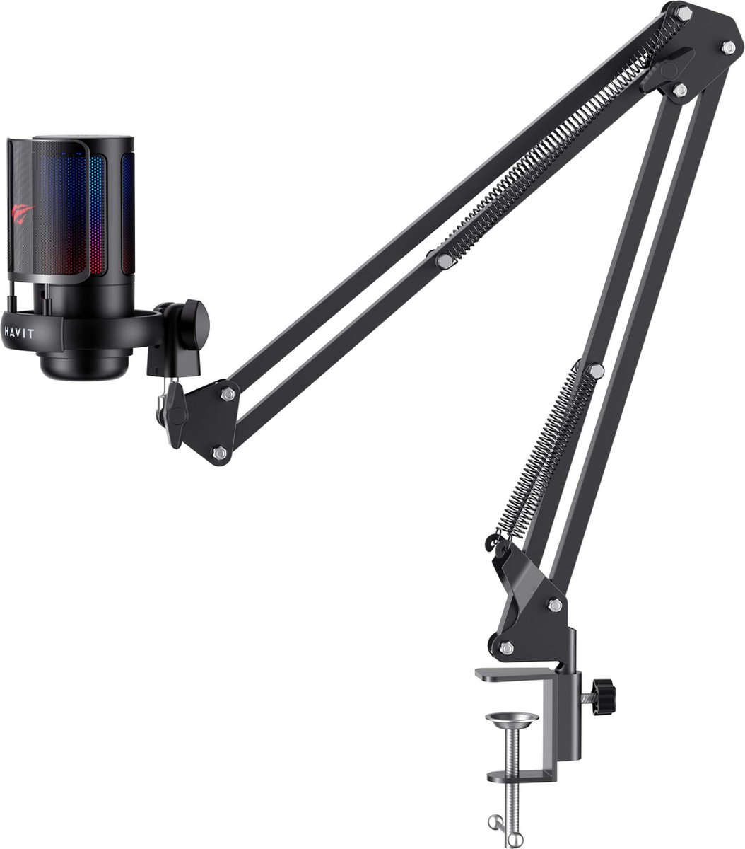Havit GK50 Pro Gaming RGB USB Microfoon met Verstelbare Arm - Condensator geschikt voor Streamen en Podcasts