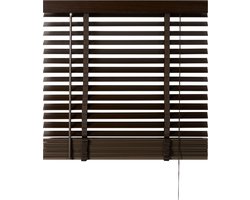 Houten Jaloezie Bruin - 80x180 cm (BxH) - Raamdecoratie - Lamelbreedte 50 mm - inc. Bedieningskoord en Draaistang - Eenvoudig op maat maken en monteren