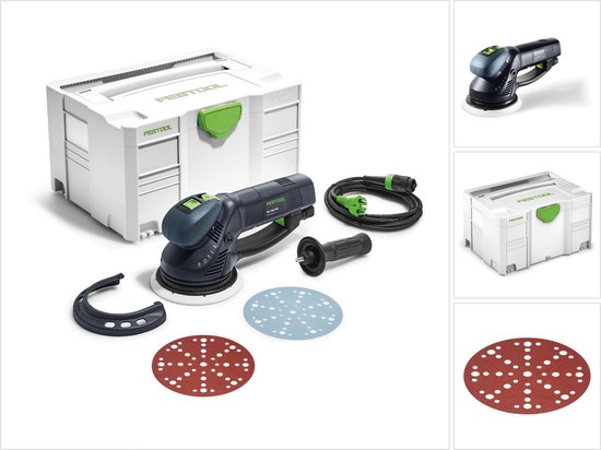 Foto: Festool ro 150 feq plus rotex tandwielkast excenterschuurmachine 720w 5mm slag 571805 in systainer 50x schuurschijven p60