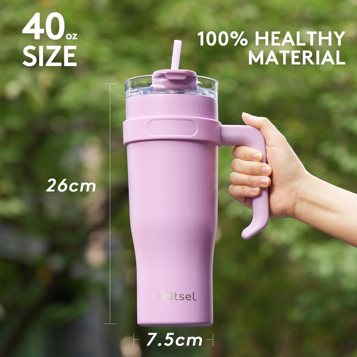 40 oz Roestvrij Stalen Beker met Rietje en Deksel - Vacuüm Geïsoleerde Beker - 1180 ml - Auto Reizen Koffiemok - Handvat - Voor Warme Koude Dranken - Koffie Beker voor Onderweg — cadeau in Koken & Dineren - foto 2
