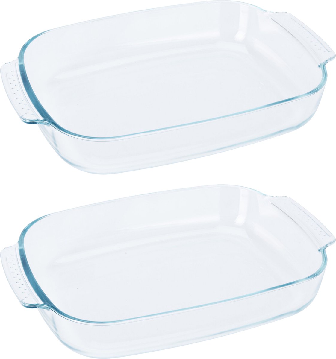Excellent Houseware Ovenschaal - glas - 2x - ovaal - 3.8 Liter - 38x25x6,5cm- vaatwasser bestendig