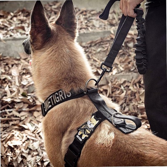 OneTigris No-Pull Hondenharnas Goliath Tuigje met Handgreep Tactisch Verstelbaar Harnas voor Honden, Welpen, Jacht, Wandelen, Training, Wandelen, Outdoor-Activiteiten (Zwart, XL