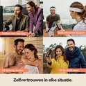 Vier scenario's met IMPERIO haarproducten: op kantoor, bij sport, in de sauna en bij slecht weer.