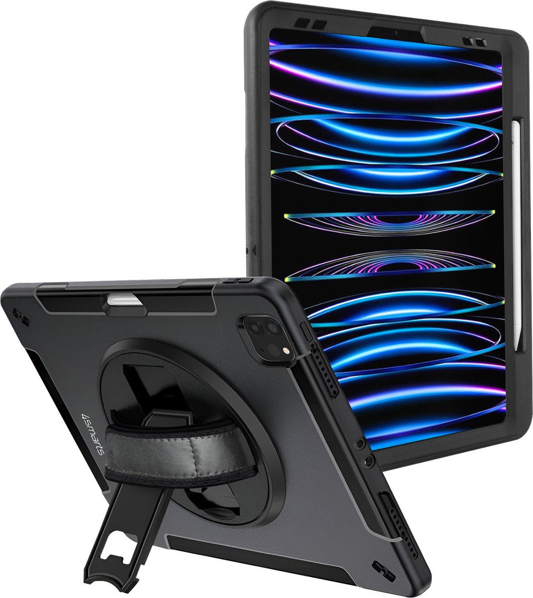 4smarts Rugged Grip iPad Pro 12.9 (2018/2020/2021/2022) Hoes Zwart
