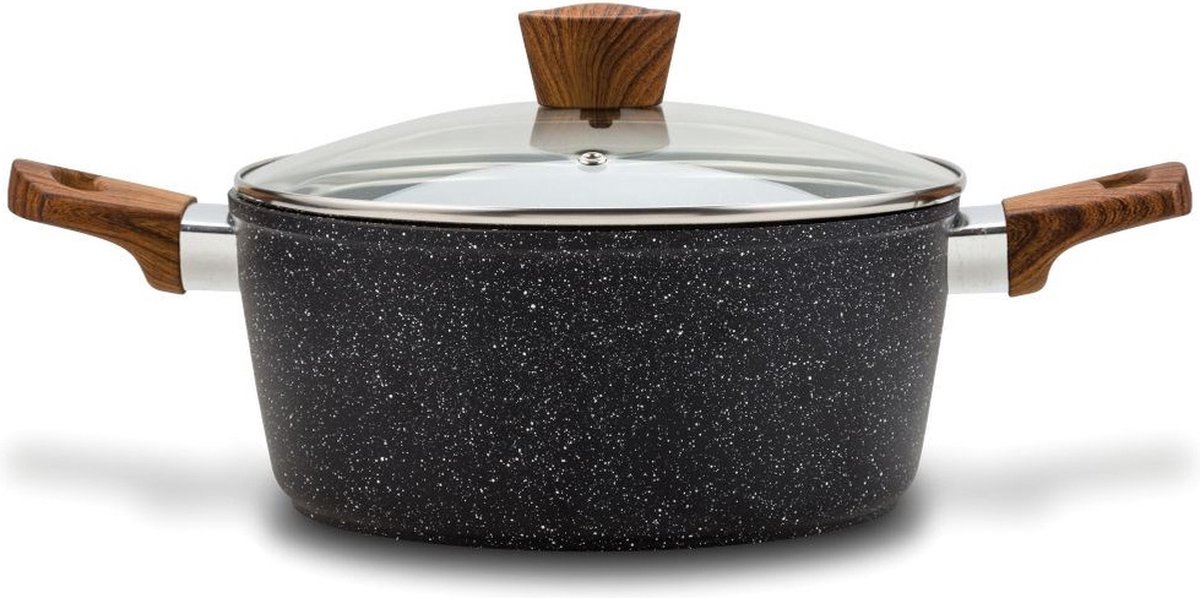 Nava Kookpan Graniet met Glazen Deksel NATURE 20 cm 2 1 l Kookpot Soeppan