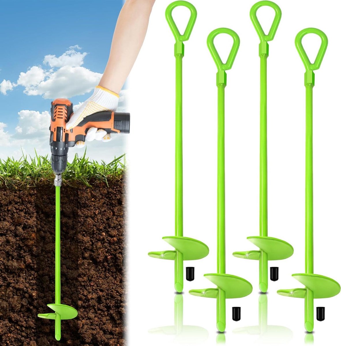 Goedkoopste Grondanker hond 18 Inch - Zwaar Grondanker 4 Pack Swing Set Ankers - Camping Luifel Tent Ankers - Metalen Trampoline Anker Kit Adapter niet inbegrepen Grondanker hond