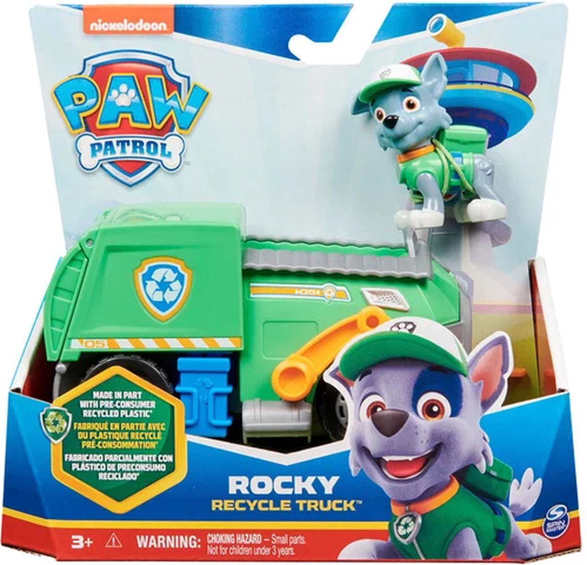 PAW Patrol - Rocky's Recycle Truck - speelgoedauto met speelfiguur - 80% gerecycled plastic - duurzaam speelgoed — afbeelding 12