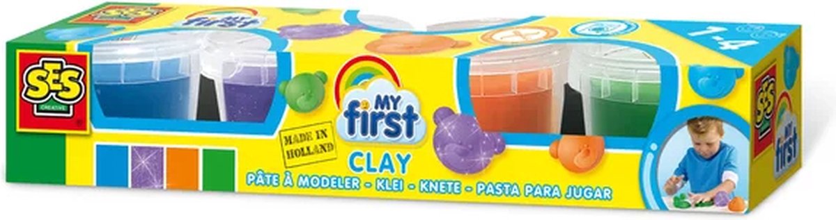 SES Creative - My First - Klei - 4 verschillende kleuren – Glutenvrij -Veilig voor Kinderen - Makkelijk Uitwasbaar - 1 tot 4 jaar — afbeelding 6