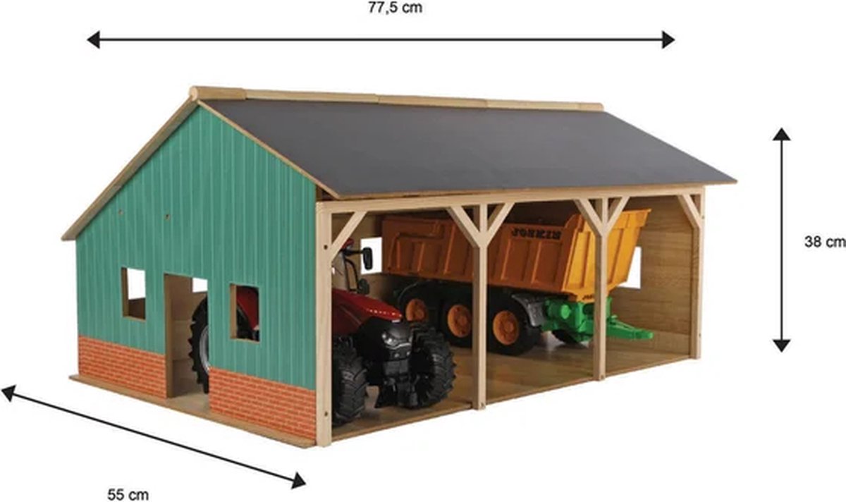 Kids Globe Landbouwloods Hout Voor 3 Tractoren, 1:16 — afbeelding 6