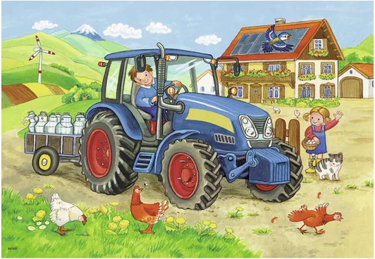 Ravensburger puzzel Op de bouwplaats en boerderij - 2x12 stukjes - kinderpuzzel — afbeelding 6