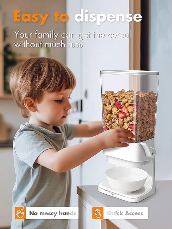 Mueslidispenser, versnippert geen granen bij het uitgeven, wandmontage Cereal