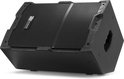 Zwarte Power Dynamics actieve speaker in monitorpositie, met metalen grill.
