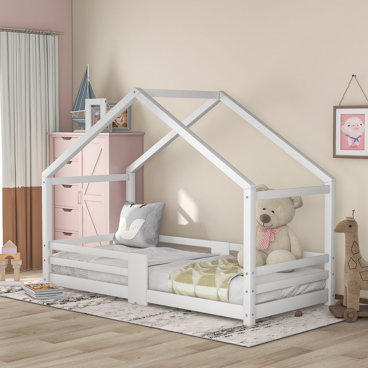 Sweiko Platte bedden, 90 x 200 cm, gestoffeerde