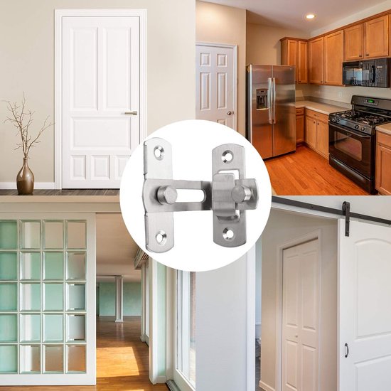 Serrure à boucle de porte à 90 degrés, 3 pièces de serrures de porte en acier inoxydable