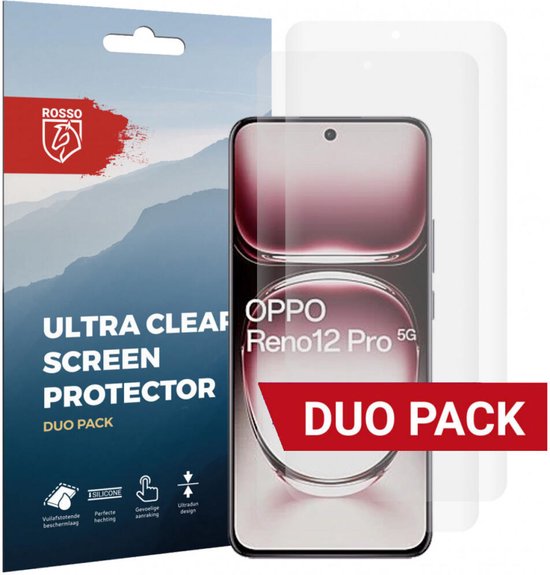 Protecteur d'écran Rosso adapté à Oppo Reno 12 Pro | Pack Duo Ultra Clair | Feuille de TPU | Film protecteur compatible avec les coques | 2 pièces