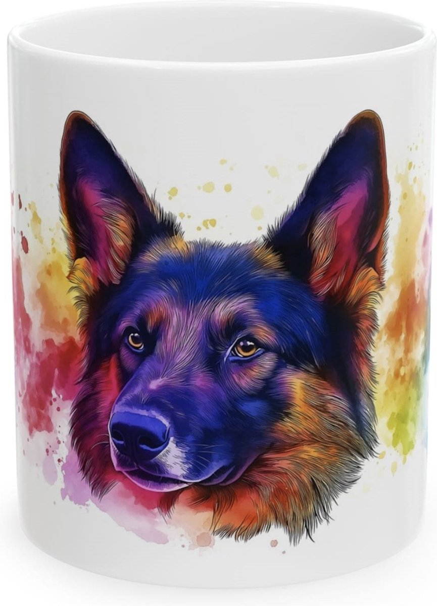 Mok Duitse Herder - Koffiemok - Theemok - Aquarel - Mok - 325 ML - hond - beker