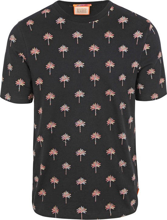 Scotch and Soda - T-Shirt Print Zwart Mini AOP - Heren - Maat M - Regular-fit