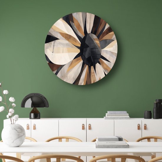 Décoration murale art abstrait rond - Cercle mural Art Deco - Echelle murale Salon - Décoration murale classique - Panneau mural - Accessoires salon cercle mural forex 50x50 cm