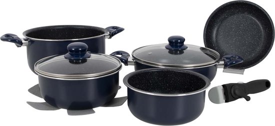 Gimex - Pannenset - Inductie - Blauw - 8-Delig