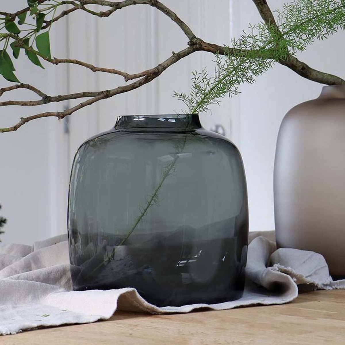 Green Harmony - Vaas glas - M - H25 W25 - Bartica - Grey